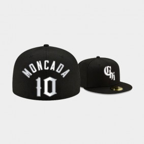 2021 City Connect White Sox Black 59FIFTY Fitted Hat Men's #10 Yoan Moncada