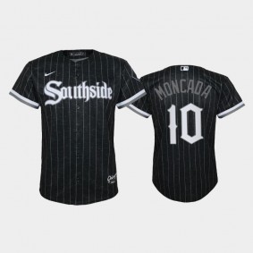 Black 2021 City Connect Replica White Sox #10 Yoan Moncada Youth Jersey