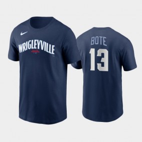 #13 David Bote 2021 City Connect Cubs Navy Men's Name Number T-Shirt