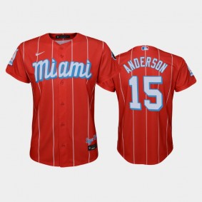 Youth #15 Brian Anderson Nike 2021 City Connect Marlins Replica Jersey Red