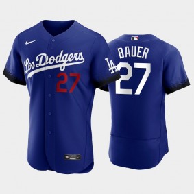 2021 City Connect Dodgers #27 Trevor Bauer Royal Jersey