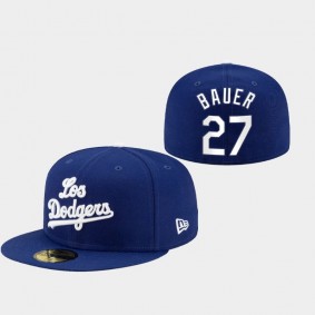 2021 City Connect Dodgers #27 Trevor Bauer 59FIFTY Fitted Hat Royal