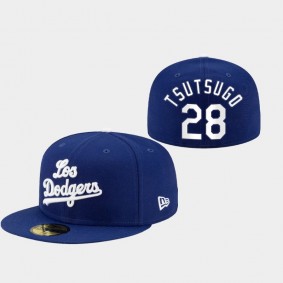 2021 City Connect Dodgers #28 Yoshi Tsutsugo 59FIFTY Fitted Hat Royal