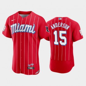 2021 City Connect Authentic Red Marlins #15 Brian Anderson Jersey