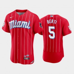 2021 City Connect Authentic Red Marlins #5 Jon Berti Jersey