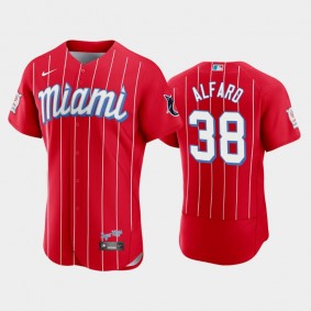 2021 City Connect Authentic Red Marlins #38 Jorge Alfaro Jersey