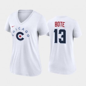 2021 City Connect Chicago Cubs #13 David Bote Tri-Blend White T-Shirt