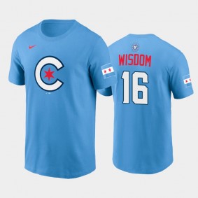 2021 City Connect Cubs #16 Patrick Wisdom Graphic Light Blue T-Shirt