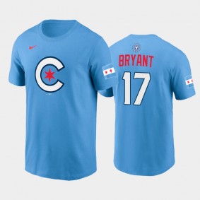 2021 City Connect Cubs #17 Kris Bryant Graphic Light Blue T-Shirt