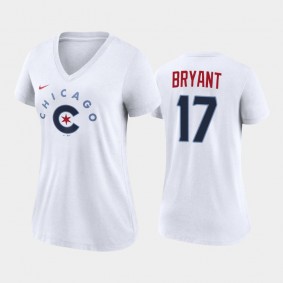 2021 City Connect Chicago Cubs #17 Kris Bryant Tri-Blend White T-Shirt