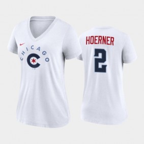 2021 City Connect Chicago Cubs #2 Nico Hoerner Tri-Blend White T-Shirt