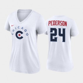 2021 City Connect Chicago Cubs #24 Joc Pederson Tri-Blend White T-Shirt