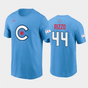 2021 City Connect Cubs #44 Anthony Rizzo Graphic Light Blue T-Shirt