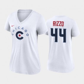 2021 City Connect Chicago Cubs #44 Anthony Rizzo Tri-Blend White T-Shirt