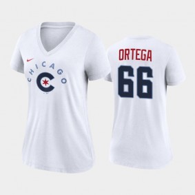 2021 City Connect Chicago Cubs #66 Rafael Ortega Tri-Blend White T-Shirt