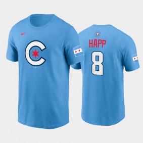 2021 City Connect Cubs #8 Ian Happ Graphic Light Blue T-Shirt