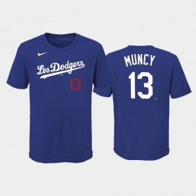 2021 City Connect Dodgers #13 Max Muncy Name & Number Royal Youth T-Shirt