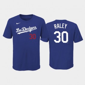 2021 City Connect Dodgers #30 Luke Raley Name & Number Royal Youth T-Shirt