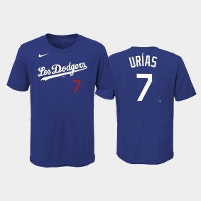 2021 City Connect Dodgers #7 Julio Urias Name & Number Royal Youth T-Shirt