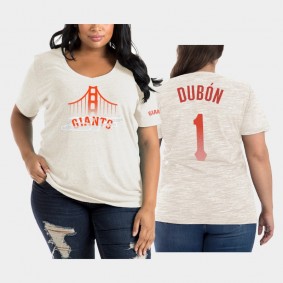 2021 City Connect San Francisco Giants #1 Mauricio Dubon Plus Size Tri-Blend White T-Shirt