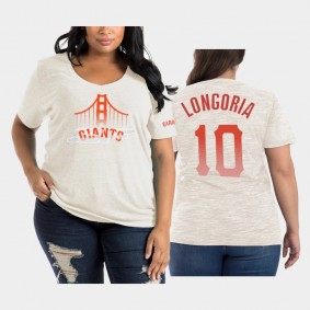 2021 City Connect San Francisco Giants #10 Evan Longoria Plus Size Tri-Blend White T-Shirt