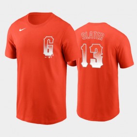 2021 City Connect San Francisco Giants #13 Austin Slater Name & Number Orange T-Shirt