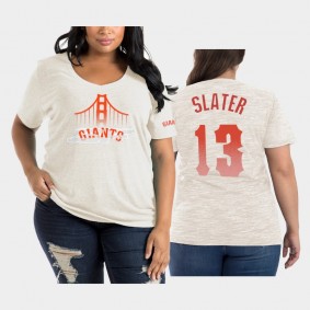 2021 City Connect San Francisco Giants #13 Austin Slater Plus Size Tri-Blend White T-Shirt