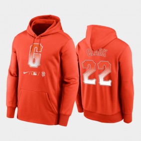 2021 City Connect San Francisco Giants #22 Will Clark Therma Pullover Orange Hoodie