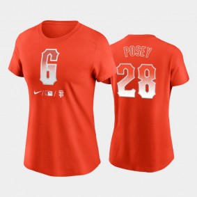 2021 City Connect San Francisco Giants #28 Buster Posey Wordmark Orange T-Shirt