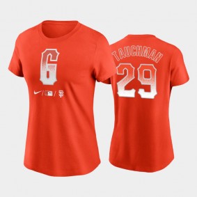 2021 City Connect San Francisco Giants #29 Mike Tauchman Wordmark Orange T-Shirt