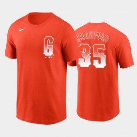 2021 City Connect San Francisco Giants #35 Brandon Crawford Name & Number Orange T-Shirt