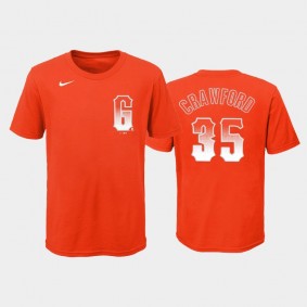 2021 City Connect San Francisco Giants #35 Brandon Crawford Wordmark Orange Youth T-Shirt