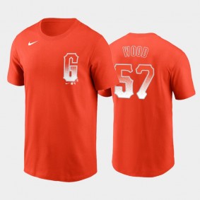 2021 City Connect San Francisco Giants #57 Alex Wood Name & Number Orange T-Shirt