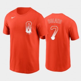 2021 City Connect San Francisco Giants #7 Donovan Solano Name & Number Orange T-Shirt