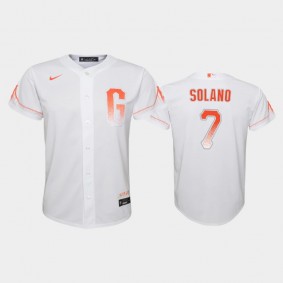 2021 City Connect San Francisco Giants #7 Donovan Solano Replica White Youth Jersey