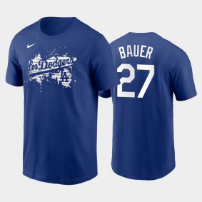 2021 City Connect Dodgers #27 Trevor Bauer Graphic T-Shirt Royal