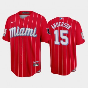 2021 City Connect Marlins #15 Brian Anderson Replica Red Jersey