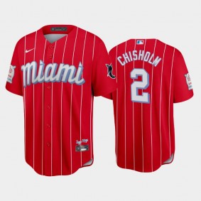 2021 City Connect Marlins #2 Jazz Chisholm Replica Red Jersey