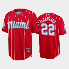 2021 City Connect Marlins #22 Sandy Alcantara Replica Red Jersey