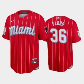 2021 City Connect Marlins #36 Dylan Floro Replica Red Jersey