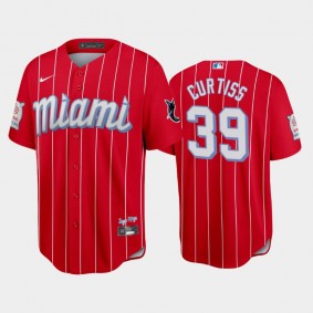 2021 City Connect Marlins #39 John Curtiss Replica Red Jersey