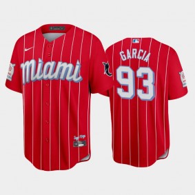 2021 City Connect Marlins #93 Yimi Garcia Replica Red Jersey