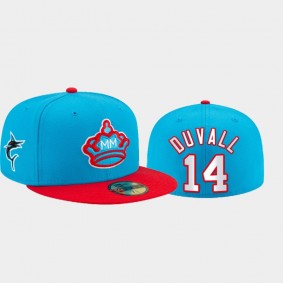 2021 City Connect Miami Marlins Adam Duvall 59FIFTY Fitted Blue Hat