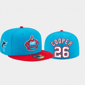 2021 City Connect Miami Marlins Garrett Cooper 59FIFTY Fitted Blue Hat