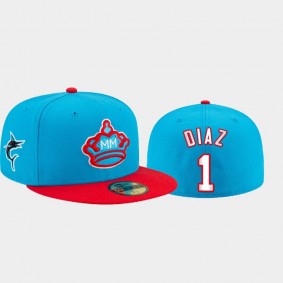 2021 City Connect Miami Marlins Isan Diaz 59FIFTY Fitted Blue Hat