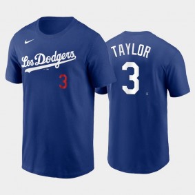 2021 City Connect Dodgers #3 Chris Taylor Name & Number T-Shirt Royal