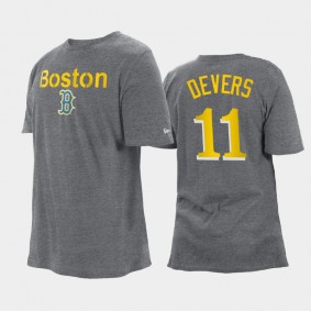 2021 City Connect Boston Red Sox #11 Rafael Devers Big & Tall Heathered Gray T-Shirt