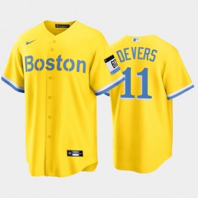 2021 City Connect Boston Red Sox #11 Rafael Devers Replica Gold Men's Jersey