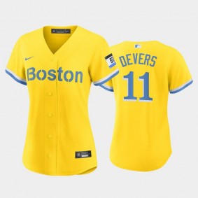 2021 City Connect Boston Red Sox #11 Rafael Devers Replica Gold Women's Jersey