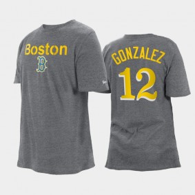 2021 City Connect Boston Red Sox #12 Marwin Gonzalez Big & Tall Heathered Gray T-Shirt